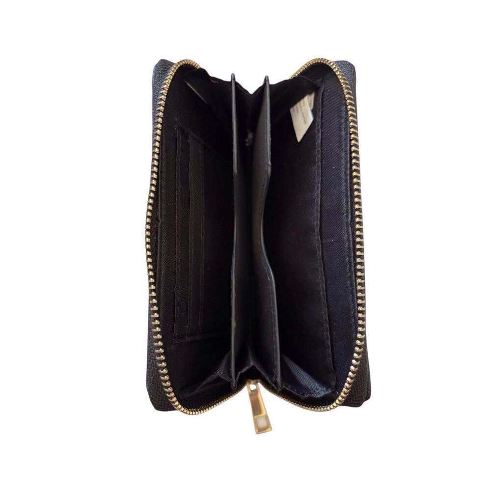 GUESS Medium Zip Around Wallet Black Faux Croc Leather Gold Grommet Studs - Picture 3 of 7
